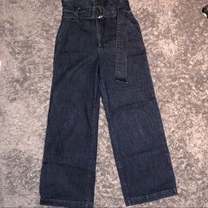 Super High Waisted Cropped Wide Leg Paperbag Pant